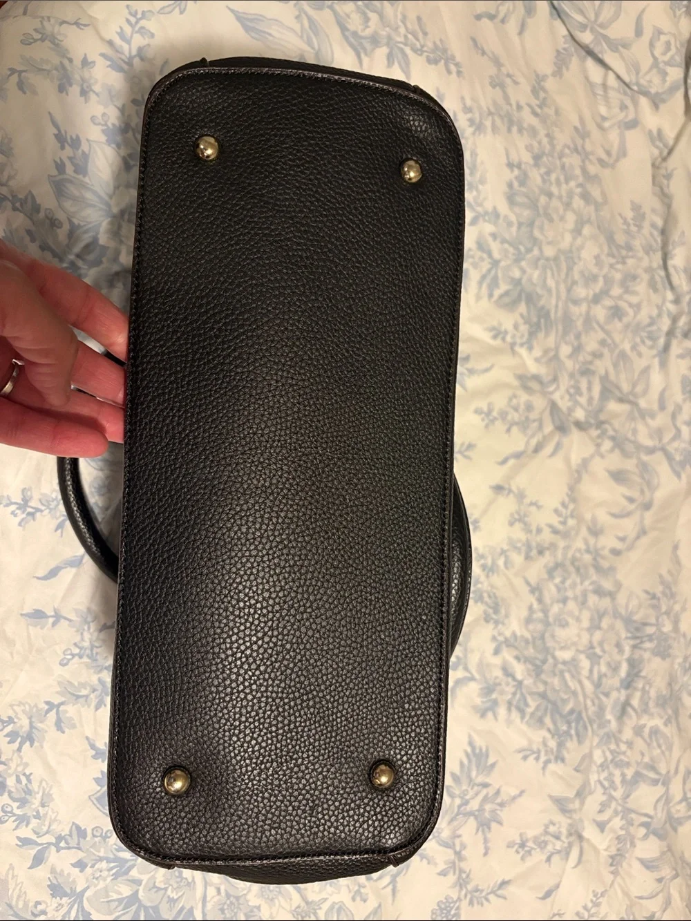 Tory Burch Black Pebbled Leather Satchel with Gold Logo